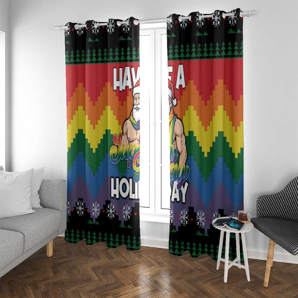 Have A Super Gay Holiday Christmas Window Curtain Xmas Holiday Patterns - Wonder Print Shop