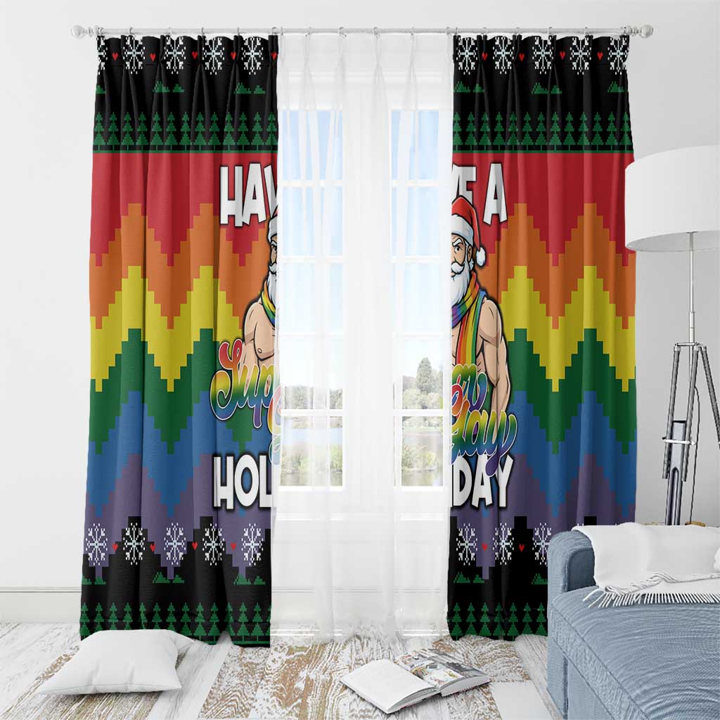 Have A Super Gay Holiday Christmas Window Curtain Xmas Holiday Patterns - Wonder Print Shop