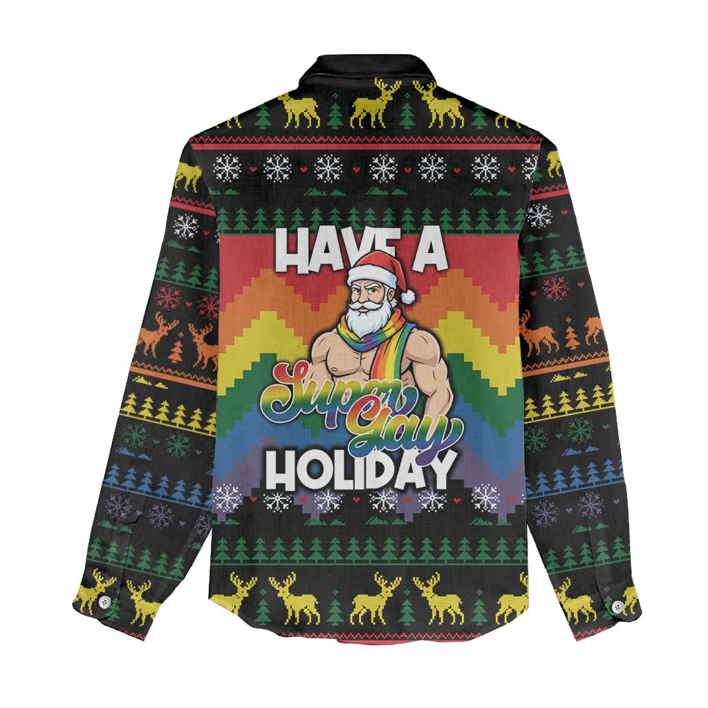 Have A Super Gay Holiday Christmas Women Casual Shirt Xmas Holiday Patterns - Wonder Print Shop