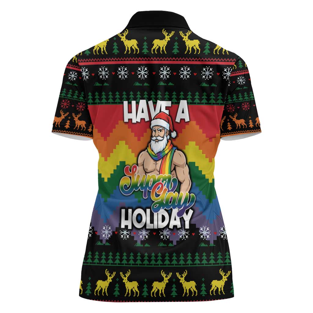 Have A Super Gay Holiday Christmas Women Polo Shirt Xmas Holiday Patterns - Wonder Print Shop