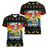 Have A Super Gay Holiday Christmas Women V-Neck T-Shirt Xmas Holiday Patterns - Wonder Print Shop