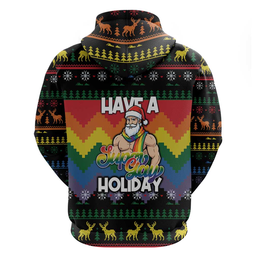 Have A Super Gay Holiday Christmas Zip Hoodie Xmas Holiday Patterns - Wonder Print Shop