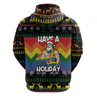 Have A Super Gay Holiday Christmas Zip Hoodie Xmas Holiday Patterns - Wonder Print Shop