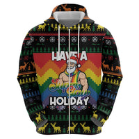 Have A Super Gay Holiday Christmas Zip Hoodie Xmas Holiday Patterns - Wonder Print Shop