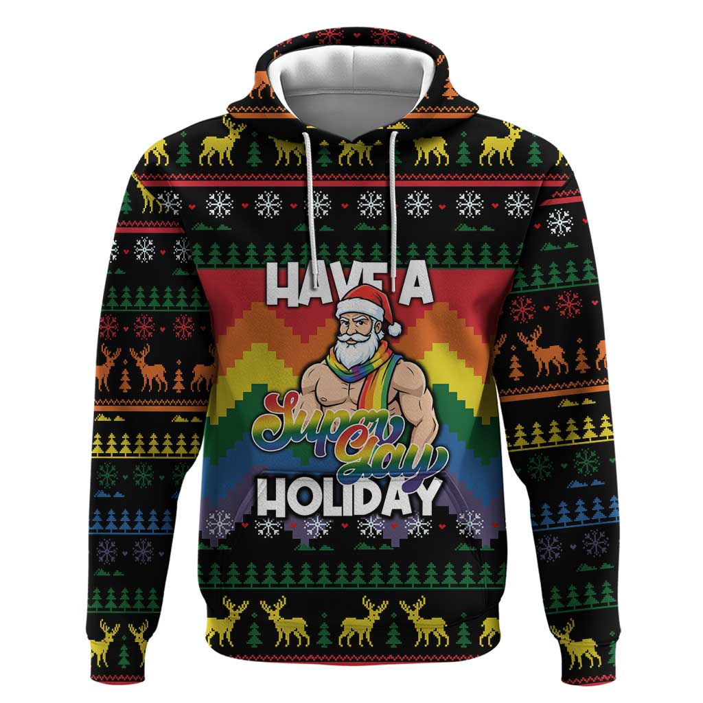 Have A Super Gay Holiday Christmas Zip Hoodie Xmas Holiday Patterns - Wonder Print Shop
