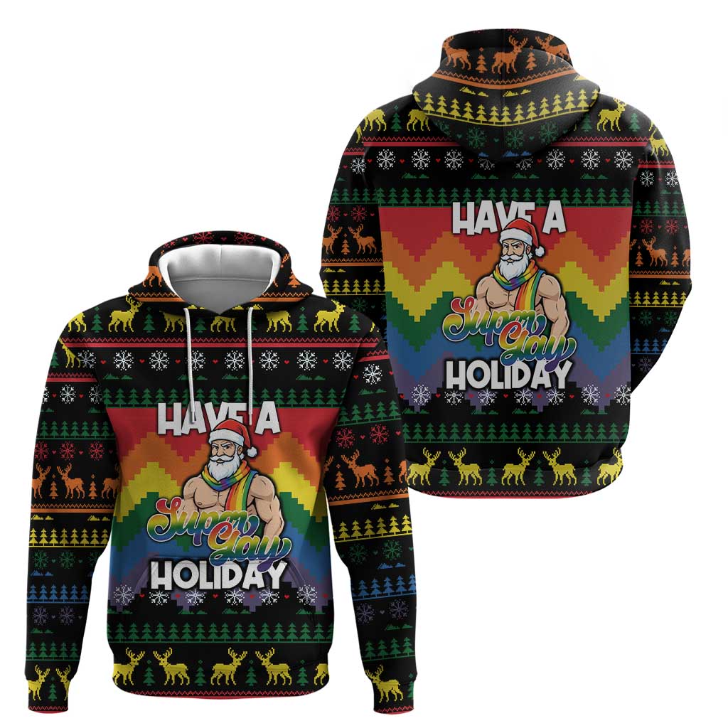 Have A Super Gay Holiday Christmas Zip Hoodie Xmas Holiday Patterns - Wonder Print Shop