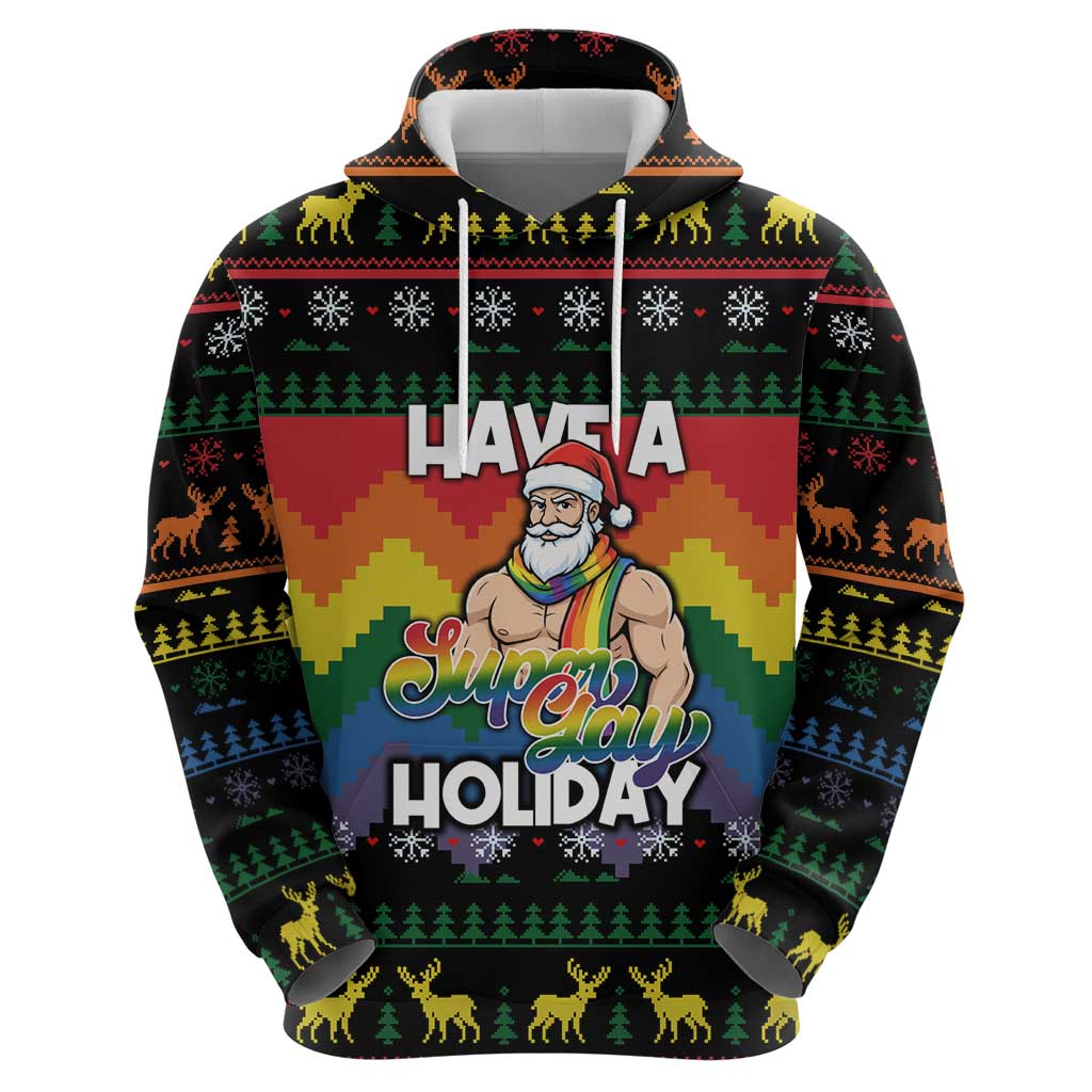 Have A Super Gay Holiday Christmas Zip Hoodie Xmas Holiday Patterns - Wonder Print Shop