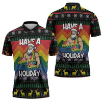 Have A Super Gay Holiday Christmas Zipper Polo Shirt Xmas Holiday Patterns - Wonder Print Shop