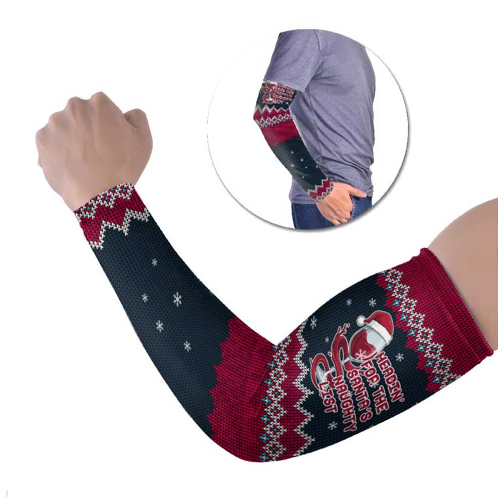 Headin For Santas Naughty Christmas Christmas Arm Sleeves Xmas Holiday Patterns - Wonder Print Shop