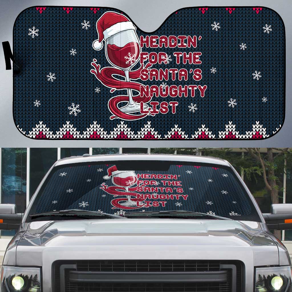 Headin For Santas Naughty Christmas Christmas Auto Sun Shade Xmas Holiday Patterns - Wonder Print Shop