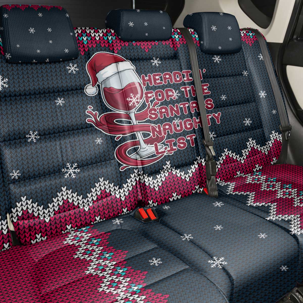 Headin For Santas Naughty Christmas Christmas Back Car Seat Cover Xmas Holiday Patterns - Wonder Print Shop