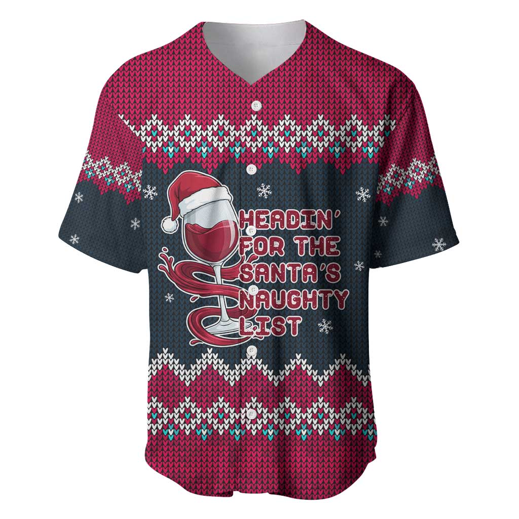 Headin For Santas Naughty Christmas Christmas Baseball Jersey Xmas Holiday Patterns - Wonder Print Shop