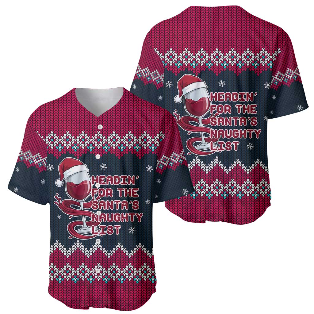 Headin For Santas Naughty Christmas Christmas Baseball Jersey Xmas Holiday Patterns - Wonder Print Shop