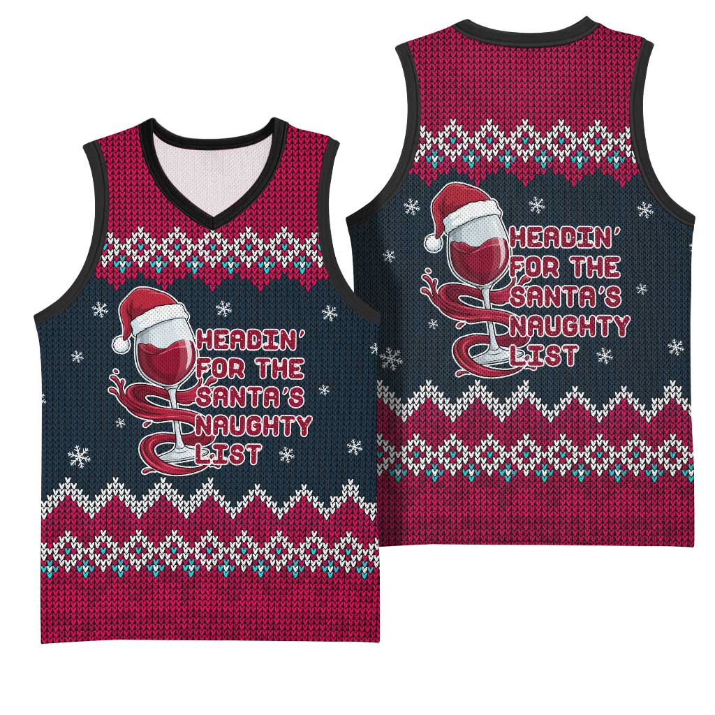 Headin For Santas Naughty Christmas Christmas Basketball Jersey Xmas Holiday Patterns - Wonder Print Shop