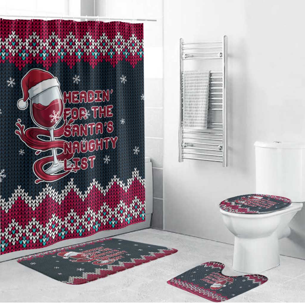 Headin For Santas Naughty Christmas Christmas Bathroom Set Xmas Holiday Patterns - Wonder Print Shop