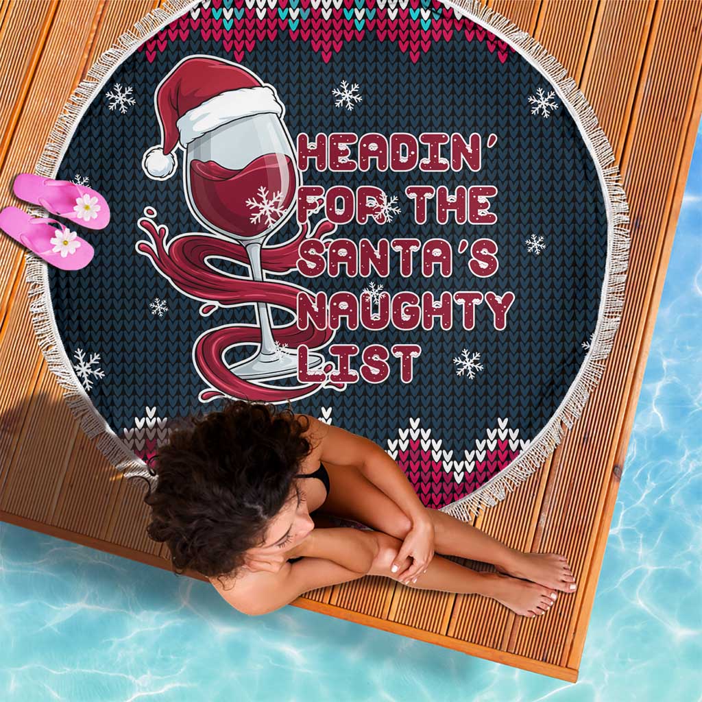 Headin For Santas Naughty Christmas Christmas Beach Blanket Xmas Holiday Patterns - Wonder Print Shop