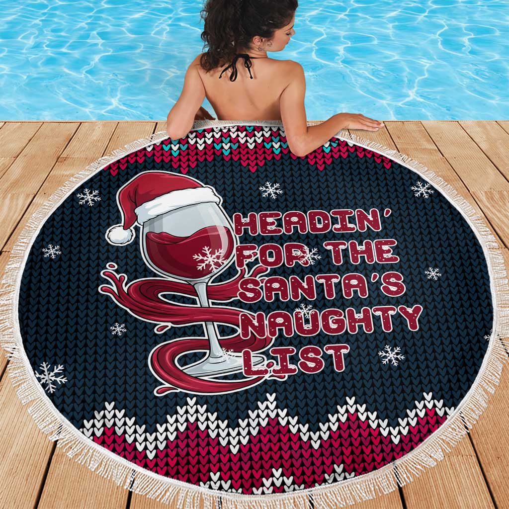 Headin For Santas Naughty Christmas Christmas Beach Blanket Xmas Holiday Patterns - Wonder Print Shop