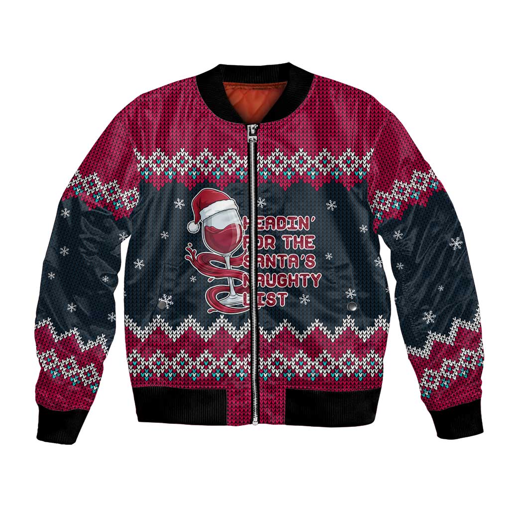 Headin For Santas Naughty Christmas Christmas Bomber Jacket Xmas Holiday Patterns - Wonder Print Shop