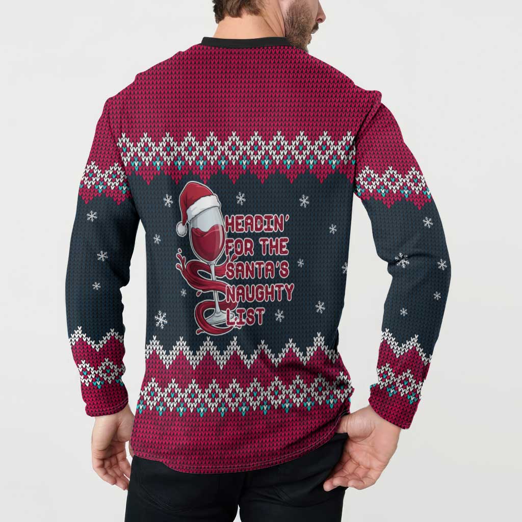 Headin For Santas Naughty Christmas Christmas Button Sweatshirt Xmas Holiday Patterns - Wonder Print Shop