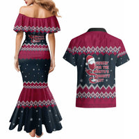 Headin For Santas Naughty Christmas Christmas Couples Matching Mermaid Dress and Hawaiian Shirt Xmas Holiday Patterns - Wonder Print Shop