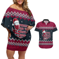 Headin For Santas Naughty Christmas Christmas Couples Matching Off Shoulder Short Dress and Hawaiian Shirt Xmas Holiday Patterns - Wonder Print Shop