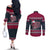 Headin For Santas Naughty Christmas Christmas Couples Matching Off The Shoulder Long Sleeve Dress and Long Sleeve Button Shirt Xmas Holiday Patterns - Wonder Print Shop