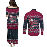 Headin For Santas Naughty Christmas Christmas Couples Matching Puletasi and Long Sleeve Button Shirt Xmas Holiday Patterns - Wonder Print Shop