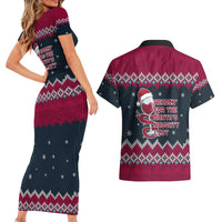 Headin For Santas Naughty Christmas Christmas Couples Matching Short Sleeve Bodycon Dress and Hawaiian Shirt Xmas Holiday Patterns - Wonder Print Shop