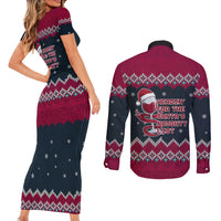Headin For Santas Naughty Christmas Christmas Couples Matching Short Sleeve Bodycon Dress and Long Sleeve Button Shirt Xmas Holiday Patterns - Wonder Print Shop