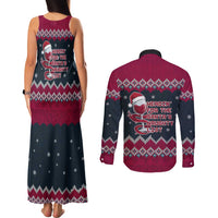 Headin For Santas Naughty Christmas Christmas Couples Matching Tank Maxi Dress and Long Sleeve Button Shirt Xmas Holiday Patterns - Wonder Print Shop