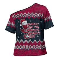 Headin For Santas Naughty Christmas Christmas Cross Shoulder Shirt Xmas Holiday Patterns - Wonder Print Shop