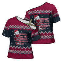 Headin For Santas Naughty Christmas Christmas Cross Shoulder Shirt Xmas Holiday Patterns - Wonder Print Shop