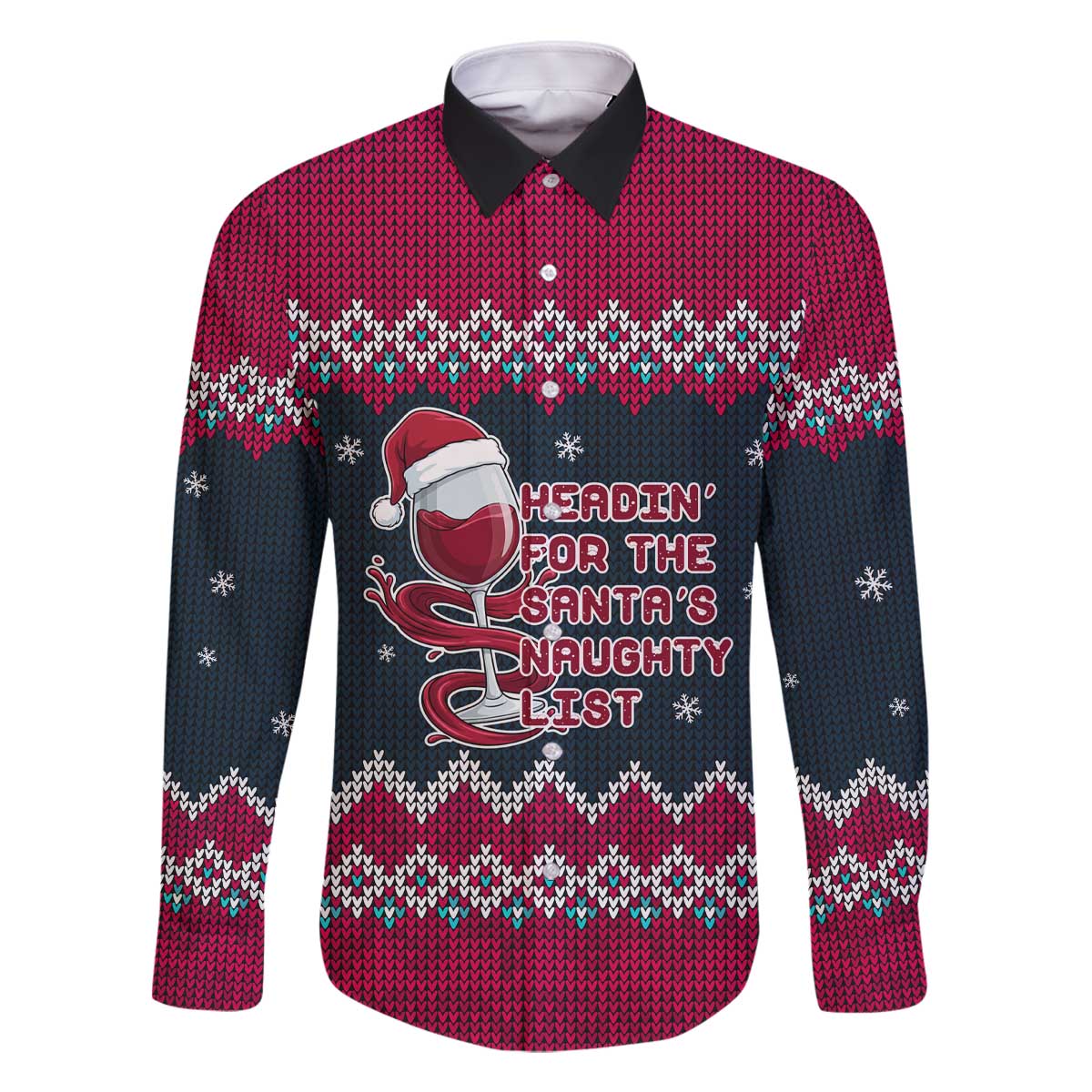 Headin For Santas Naughty Christmas Christmas Family Matching Off The Shoulder Long Sleeve Dress and Hawaiian Shirt Xmas Holiday Patterns - Wonder Print Shop