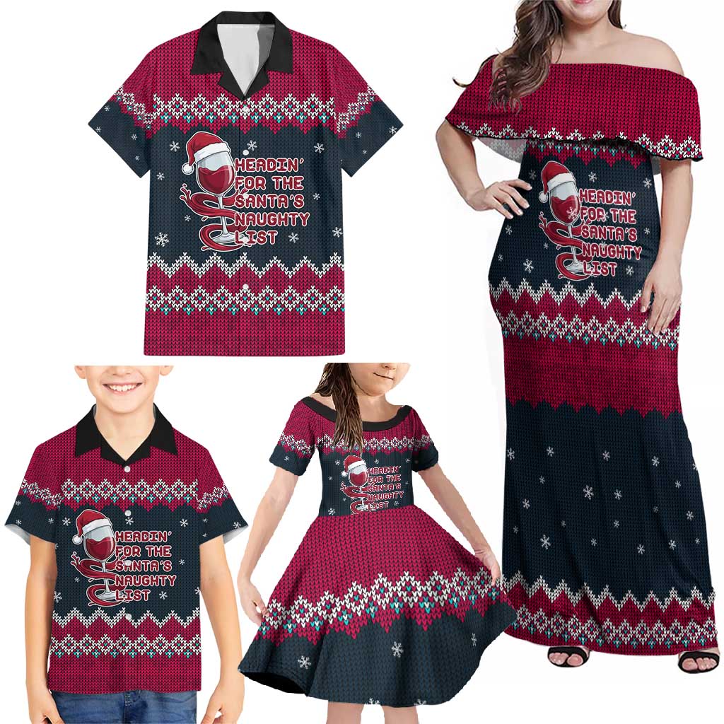Headin For Santas Naughty Christmas Christmas Family Matching Off Shoulder Maxi Dress and Hawaiian Shirt Xmas Holiday Patterns - Wonder Print Shop