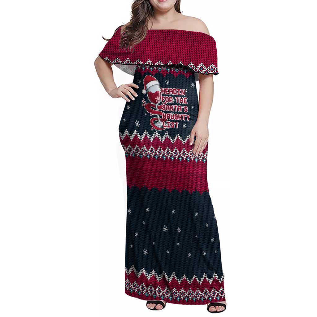 Headin For Santas Naughty Christmas Christmas Family Matching Off Shoulder Maxi Dress and Hawaiian Shirt Xmas Holiday Patterns - Wonder Print Shop