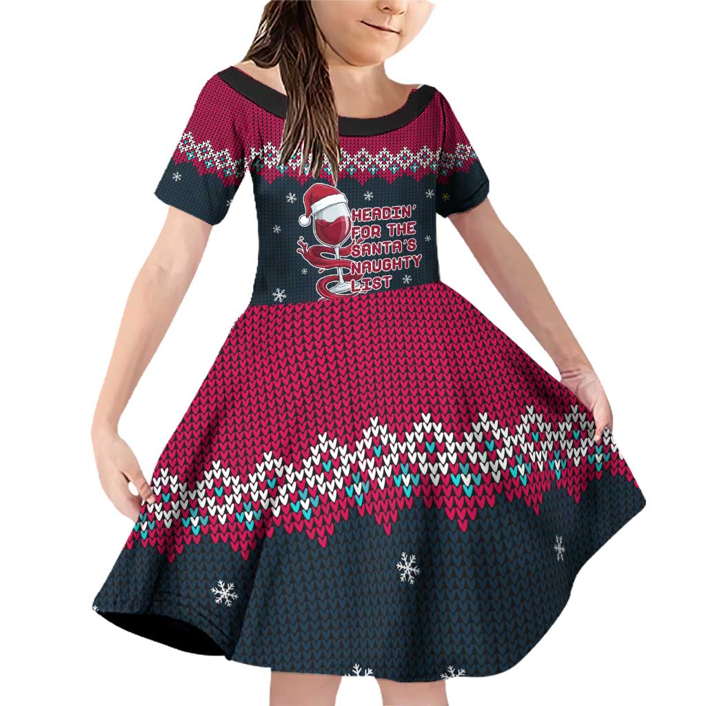 Headin For Santas Naughty Christmas Christmas Family Matching Off Shoulder Short Dress and Hawaiian Shirt Xmas Holiday Patterns - Wonder Print Shop