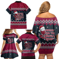 Headin For Santas Naughty Christmas Christmas Family Matching Off Shoulder Short Dress and Hawaiian Shirt Xmas Holiday Patterns - Wonder Print Shop