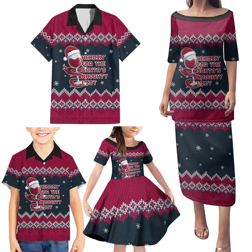 Headin For Santas Naughty Christmas Christmas Family Matching Puletasi and Hawaiian Shirt Xmas Holiday Patterns - Wonder Print Shop