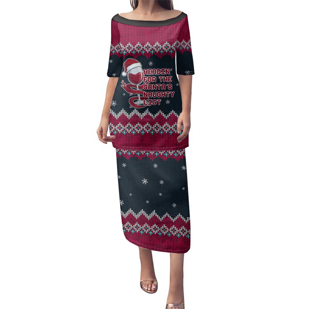 Headin For Santas Naughty Christmas Christmas Family Matching Puletasi and Hawaiian Shirt Xmas Holiday Patterns - Wonder Print Shop