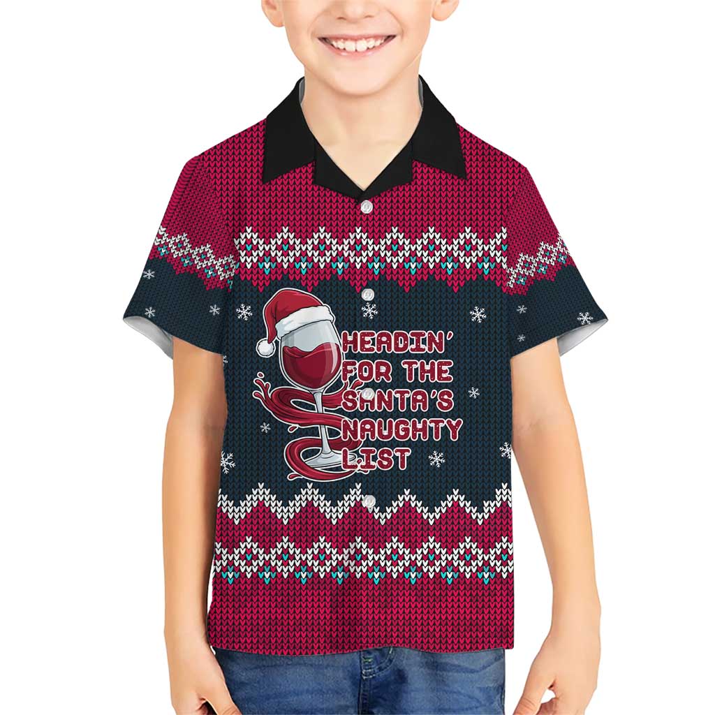 Headin For Santas Naughty Christmas Christmas Family Matching Short Sleeve Bodycon Dress and Hawaiian Shirt Xmas Holiday Patterns - Wonder Print Shop