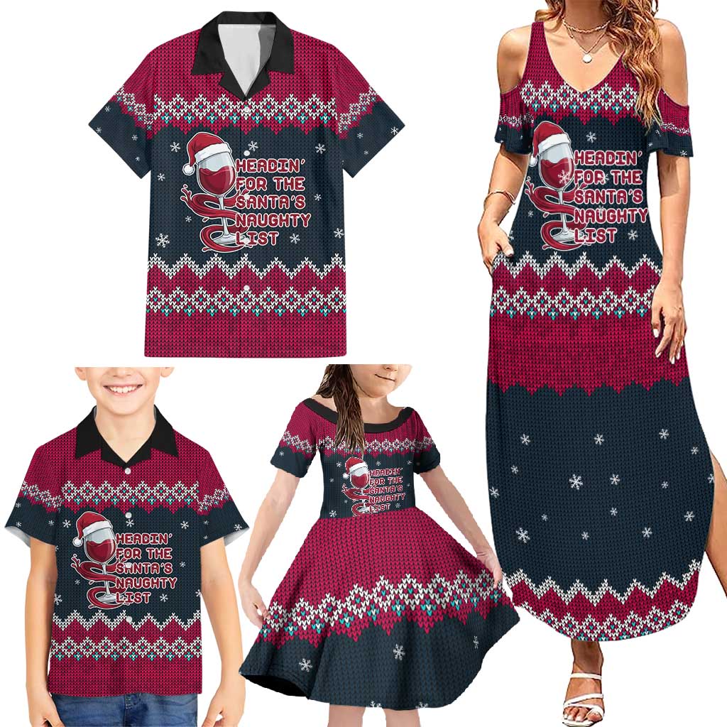 Headin For Santas Naughty Christmas Christmas Family Matching Summer Maxi Dress and Hawaiian Shirt Xmas Holiday Patterns - Wonder Print Shop
