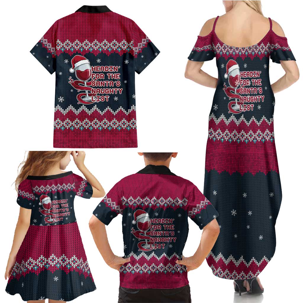 Headin For Santas Naughty Christmas Christmas Family Matching Summer Maxi Dress and Hawaiian Shirt Xmas Holiday Patterns - Wonder Print Shop