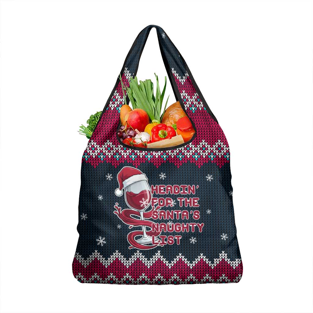 Headin For Santas Naughty Christmas Christmas Grocery Bag Xmas Holiday Patterns - Wonder Print Shop