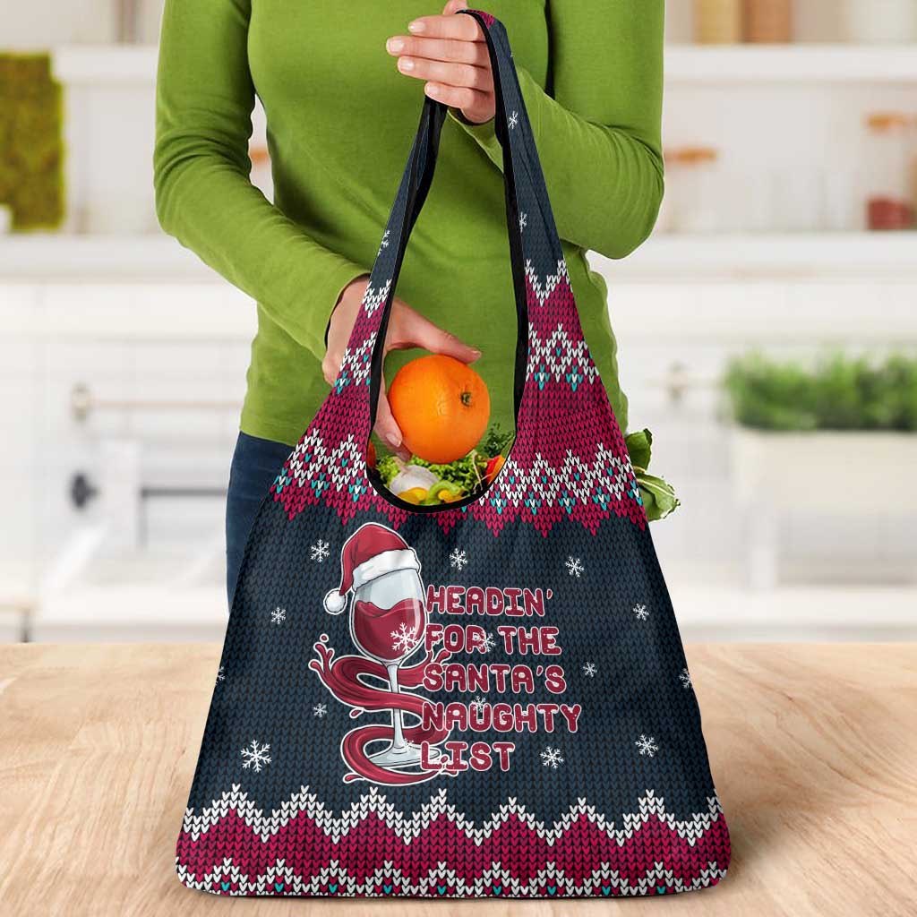 Headin For Santas Naughty Christmas Christmas Grocery Bag Xmas Holiday Patterns - Wonder Print Shop