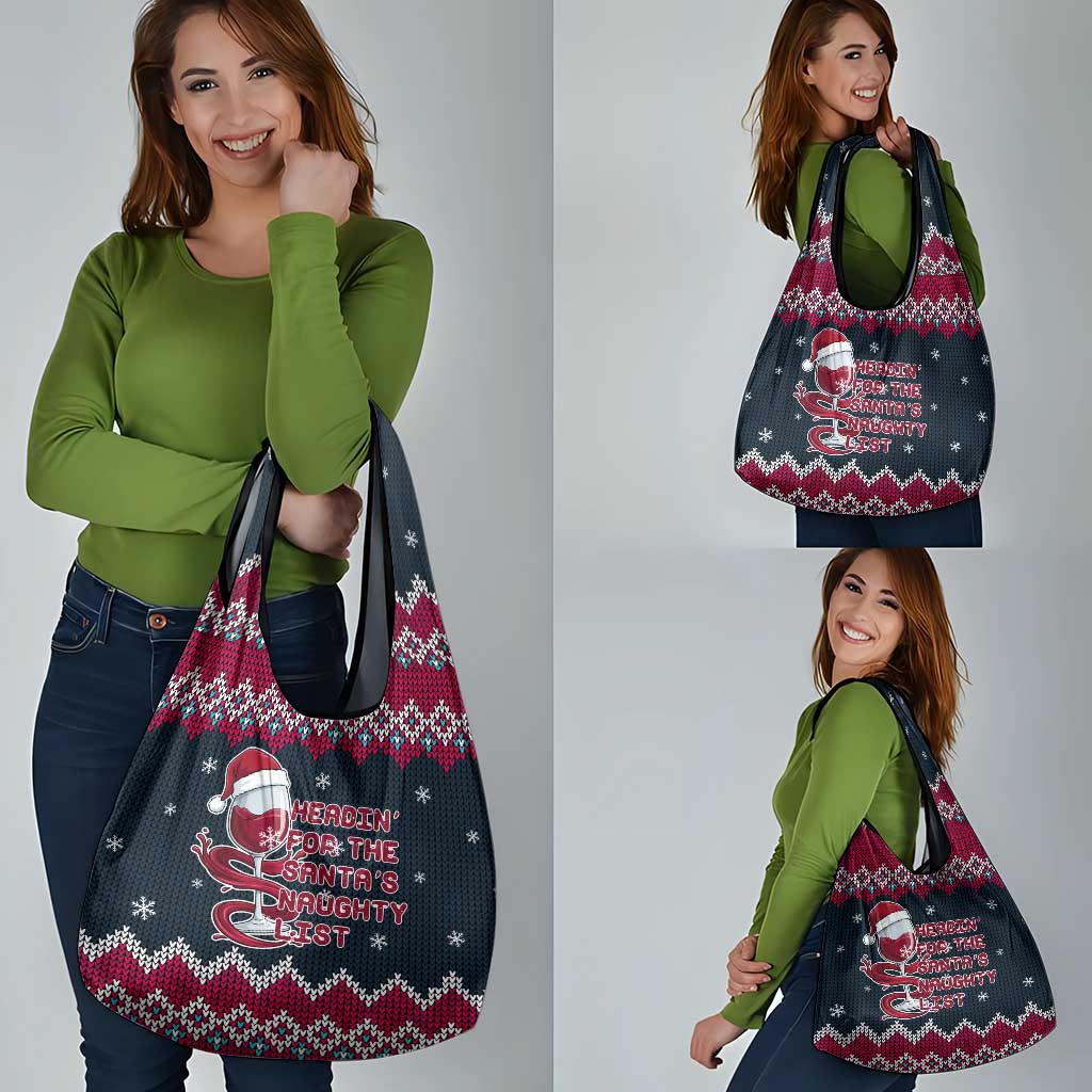 Headin For Santas Naughty Christmas Christmas Grocery Bag Xmas Holiday Patterns - Wonder Print Shop