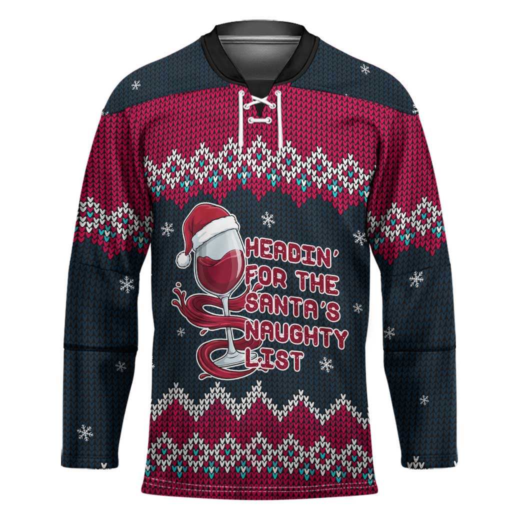 Headin For Santas Naughty Christmas Christmas Hockey Jersey Xmas Holiday Patterns - Wonder Print Shop