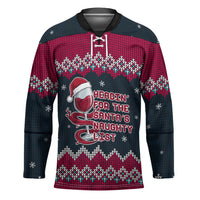 Headin For Santas Naughty Christmas Christmas Hockey Jersey Xmas Holiday Patterns - Wonder Print Shop