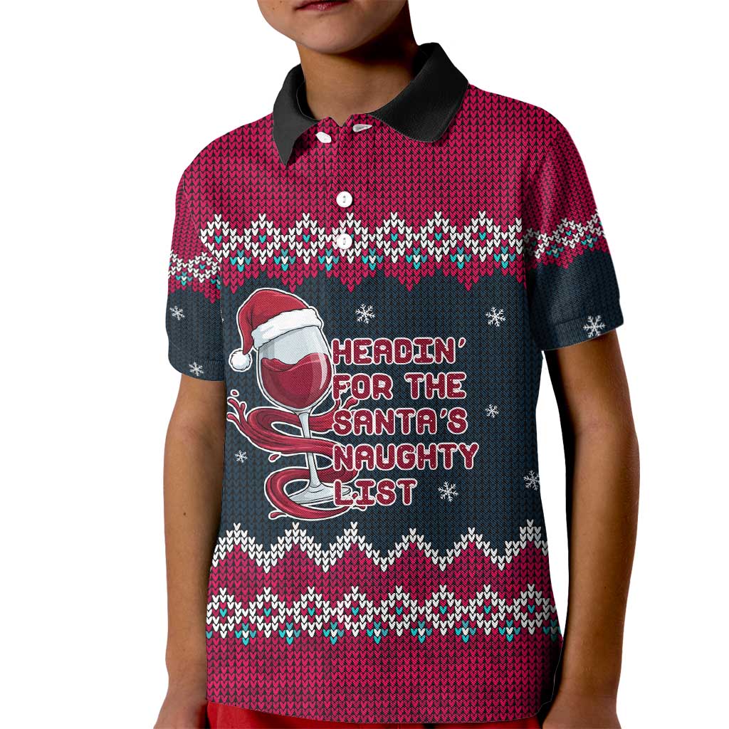 Headin For Santas Naughty Christmas Christmas Kid Polo Shirt Xmas Holiday Patterns - Wonder Print Shop