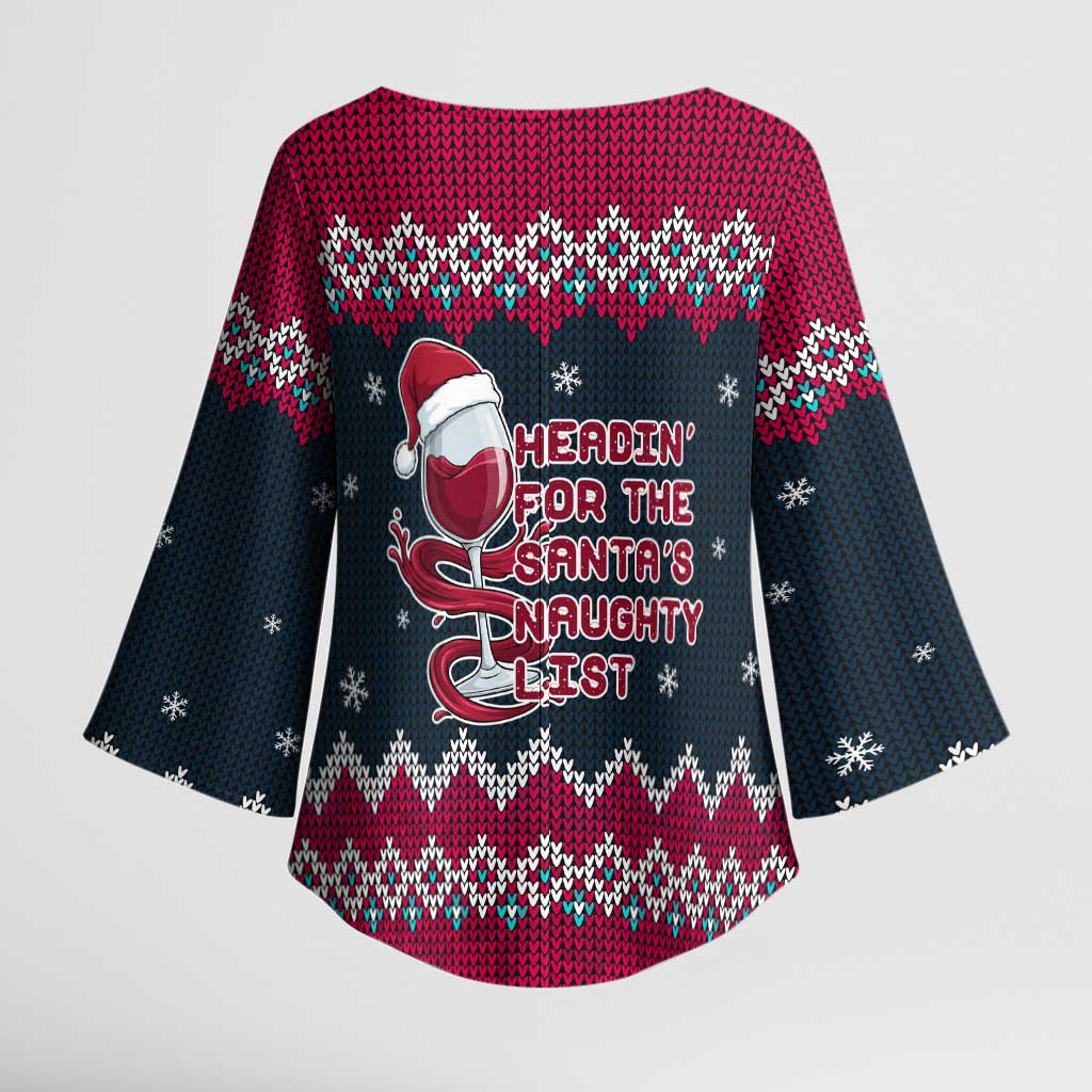 Headin For Santas Naughty Christmas Christmas Kimono Sleeve Blouse Xmas Holiday Patterns - Wonder Print Shop