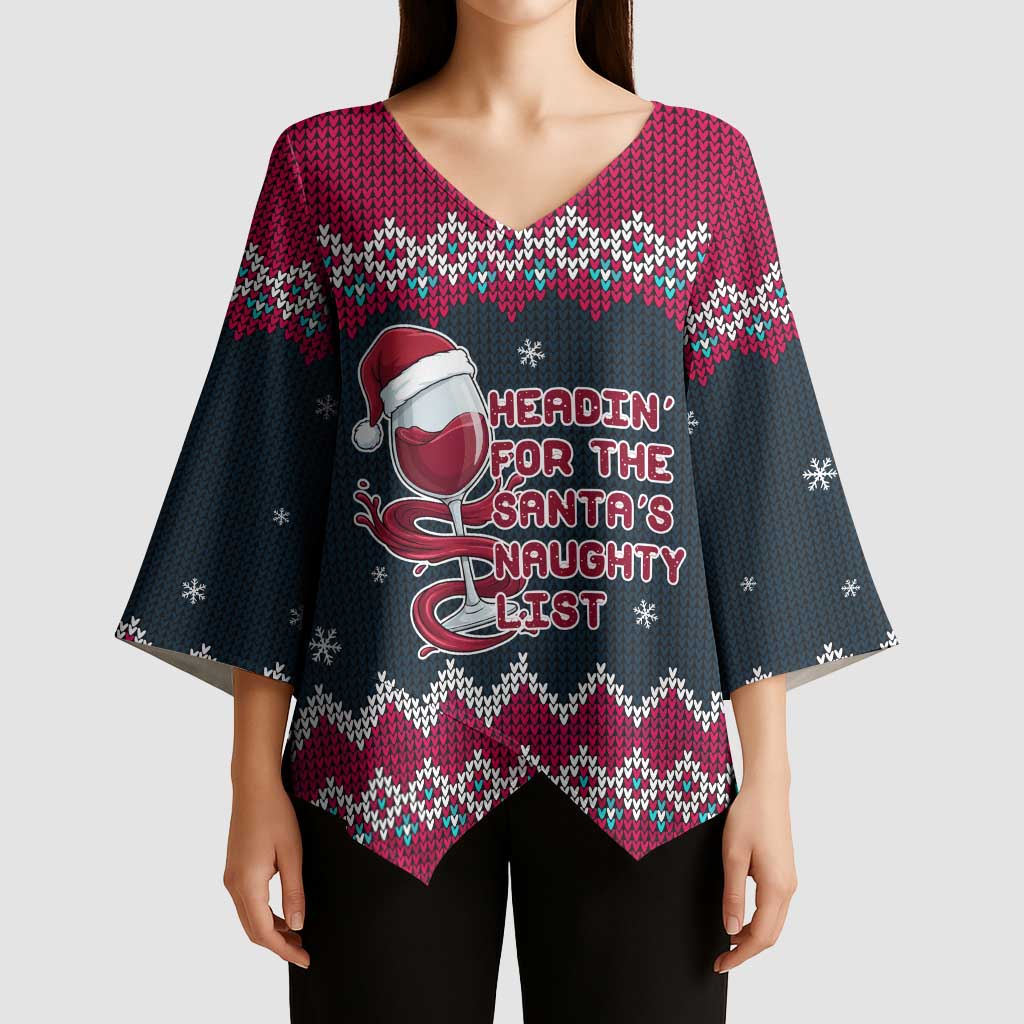 Headin For Santas Naughty Christmas Christmas Kimono Sleeve Blouse Xmas Holiday Patterns - Wonder Print Shop